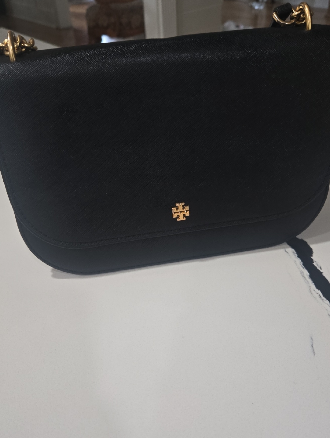 Tory Burch Black Leather Crossbody With Gold Hardware